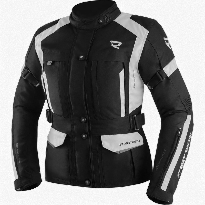 Giacca da motociclista da donna Street Racer Hilax nero-grigio chiaro