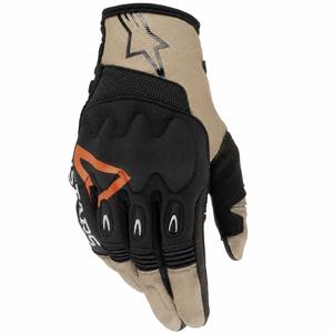 Alpinestars Techdura guanti da motocross nero-marrone-rosso fluo