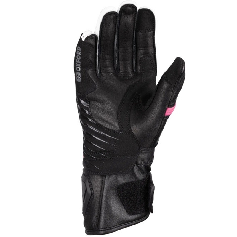 Guanti da moto da donna Oxford RP-5 3.0 nero-bianco-rosa