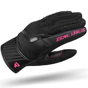Guanti da moto da donna Street Racer Stunt nero-rosa