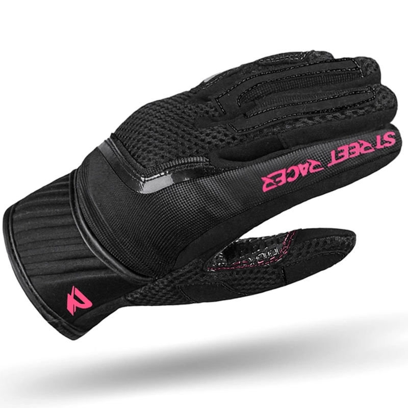 Guanti da moto da donna Street Racer Stunt nero-rosa