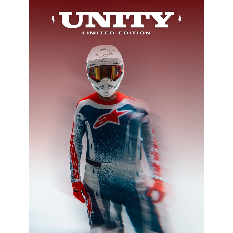 Maglia da motocross Alpinestars Techstar Unity in edizione limitata, colore rosso-bianco-blu