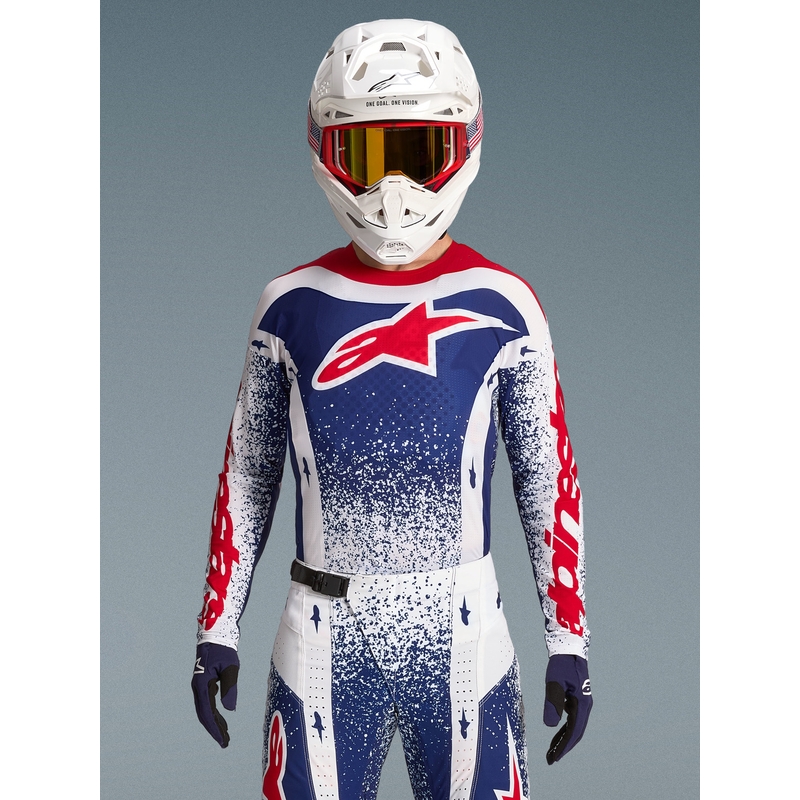 Maglia da motocross Alpinestars Techstar Unity in edizione limitata, colore rosso-bianco-blu