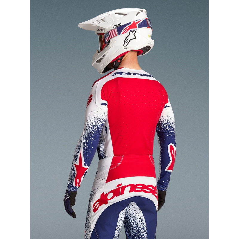 Maglia da motocross Alpinestars Techstar Unity in edizione limitata, colore rosso-bianco-blu