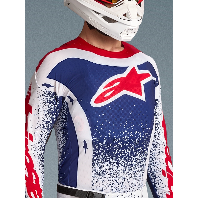 Maglia da motocross Alpinestars Techstar Unity in edizione limitata, colore rosso-bianco-blu