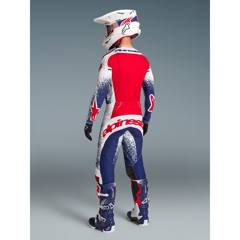 Maglia da motocross Alpinestars Techstar Unity in edizione limitata, colore rosso-bianco-blu