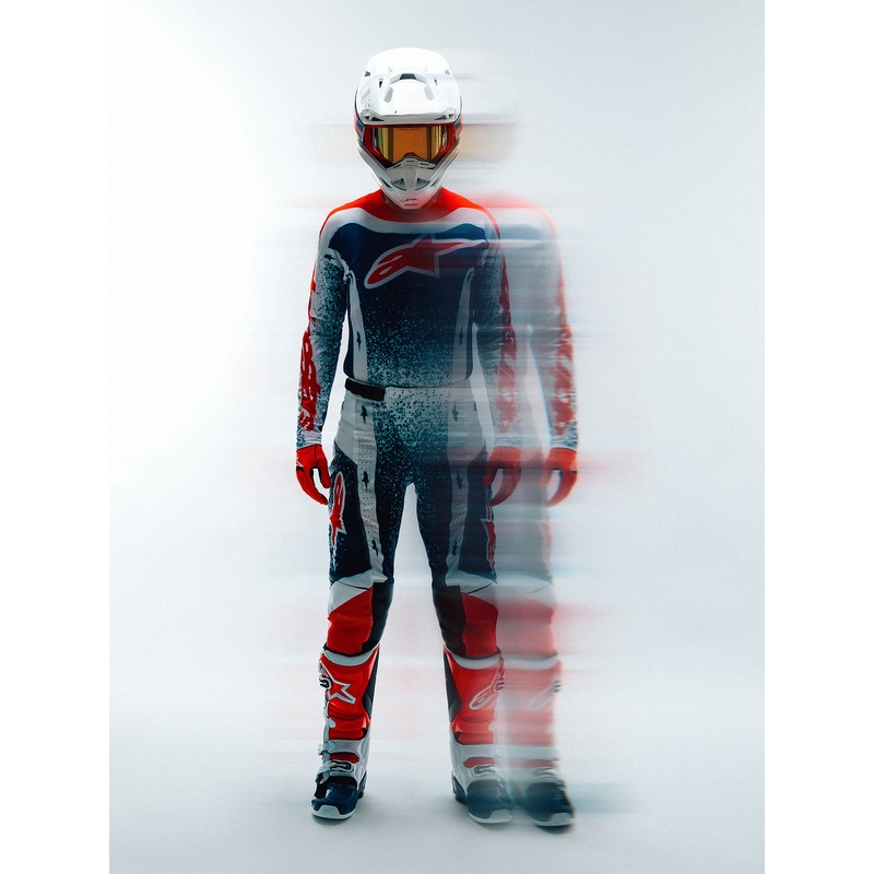 Maglia da motocross Alpinestars Techstar Unity in edizione limitata, colore rosso-bianco-blu