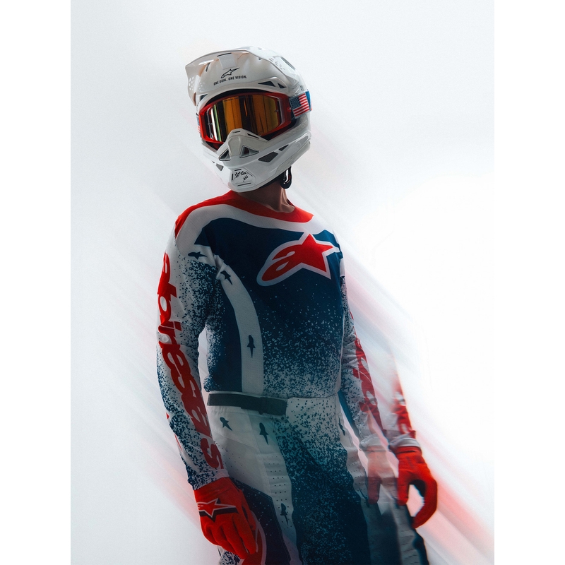Pantaloni da motocross Alpinestars Techstar Limited Edition Unity Rosso-Bianco-Blu