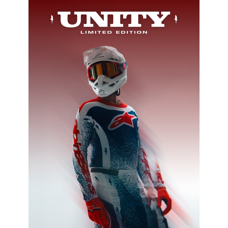Pantaloni da motocross Alpinestars Techstar Limited Edition Unity Rosso-Bianco-Blu