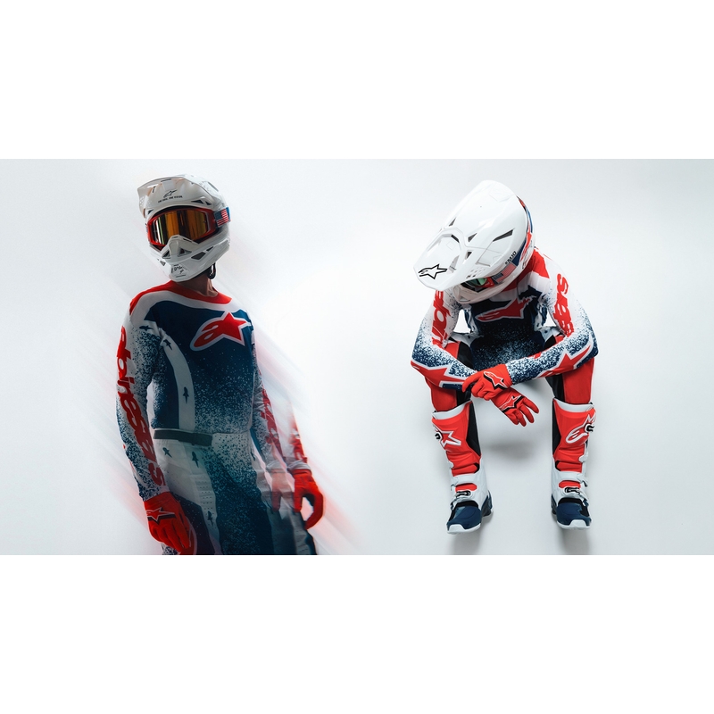 Pantaloni da motocross Alpinestars Techstar Limited Edition Unity Rosso-Bianco-Blu