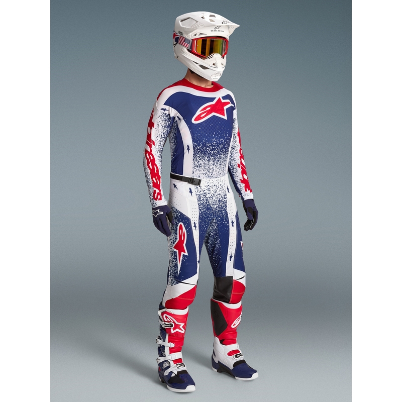 Pantaloni da motocross Alpinestars Techstar Limited Edition Unity Rosso-Bianco-Blu