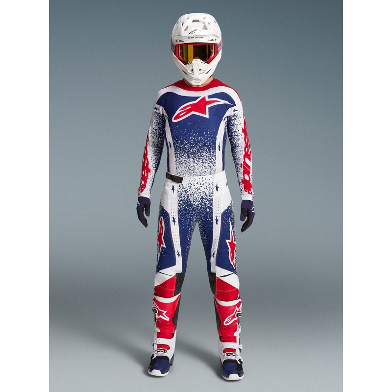 Pantaloni da motocross Alpinestars Techstar Limited Edition Unity Rosso-Bianco-Blu