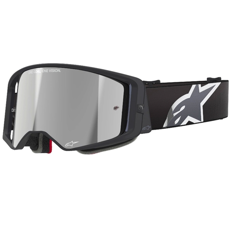 Alpinestars Supertech Corp Occhiali da motocross neri e grigi con lenti argento