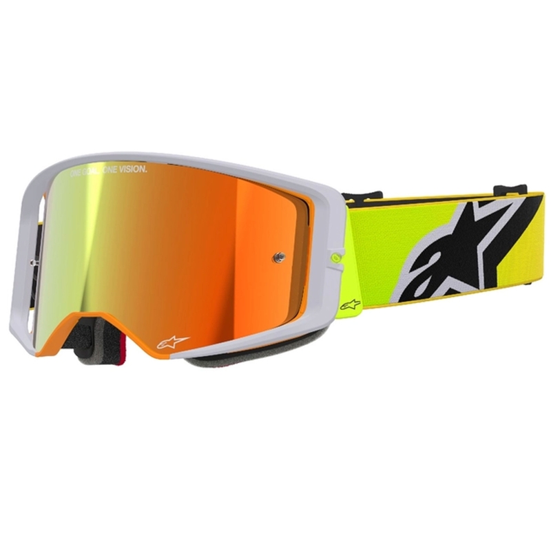 Occhiali da motocross Alpinestars Supertech Corp giallo fluo-grigio con lente rossa specchiata