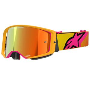 Occhiali da motocross Alpinestars Supertech Corp giallo-rosa con lente rossa specchiata