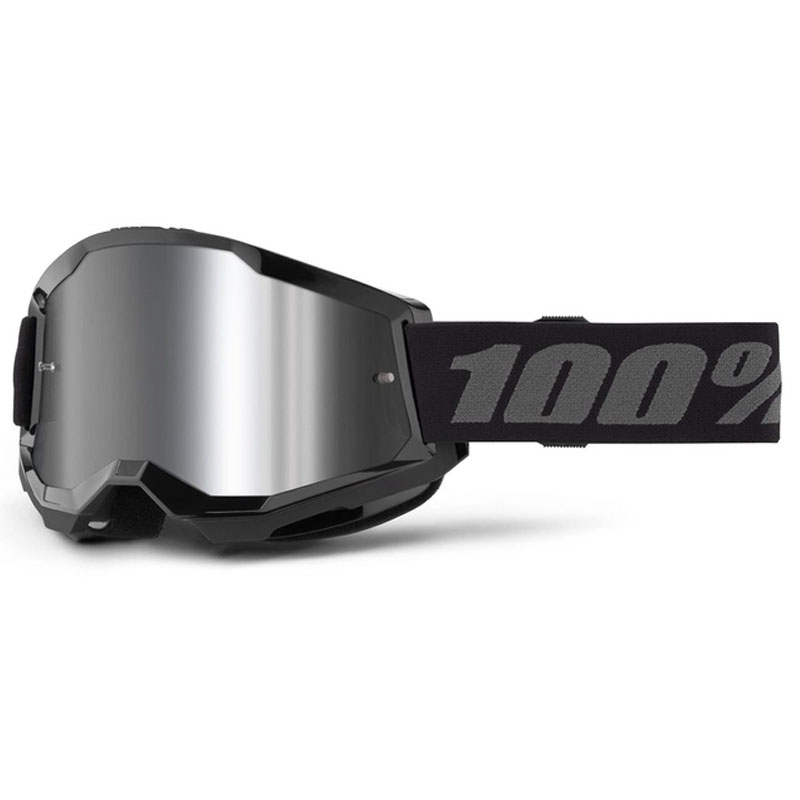 Occhiali da motocross 100% STRATA 2 Nuovo nero (plexi argento)