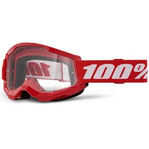 Occhiali Motocross 100% STRATA 2 New Red (Plexiglas trasparente)