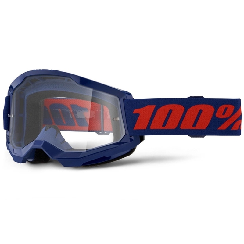 Occhiali da motocross 100% STRATA 2 Nuovo blu scuro (plexi trasparente)