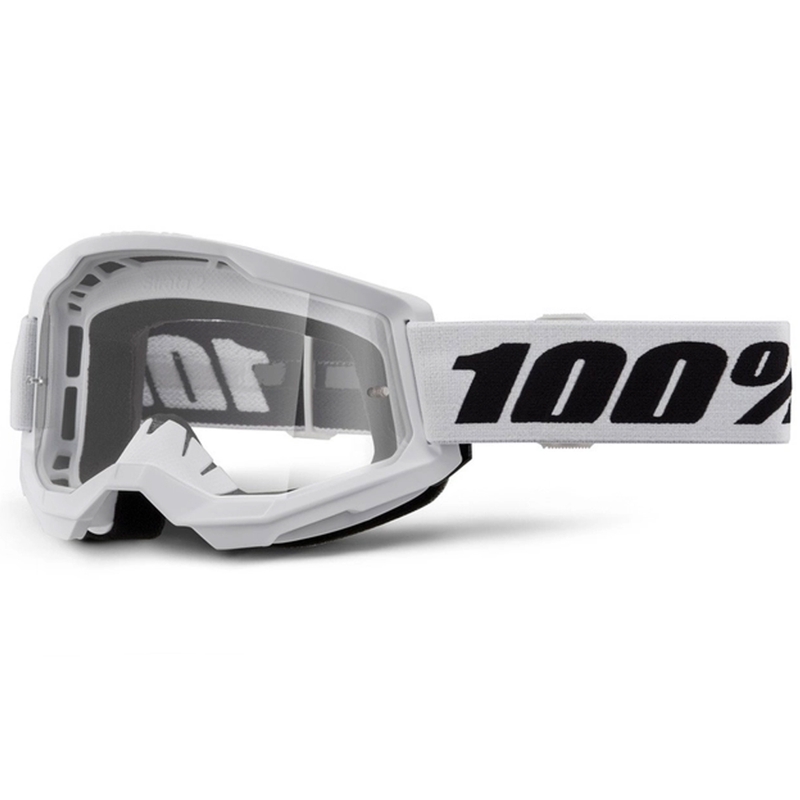 Occhiali da motocross 100% STRATA 2 Nuovo bianco (plexi trasparente)