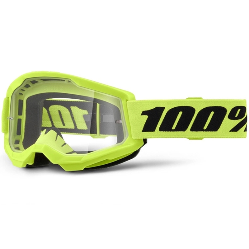Occhiali da motocross 100% STRATA 2 Nuovo giallo fluo (plexi trasparente)