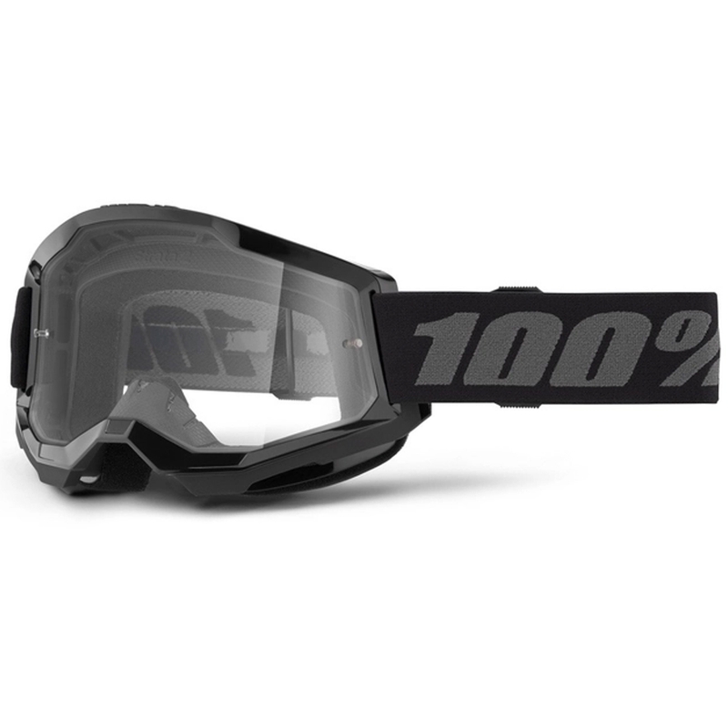 Occhiali da motocross 100% STRATA 2 Nuovo nero (plexi trasparente)