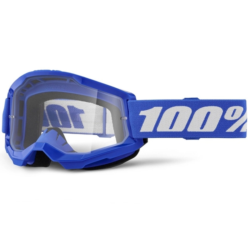 Occhiali Motocross 100% STRATA 2 New Blue (Plexiglas trasparente)