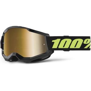 Occhiali da motocross 100% STRATA 2 Nuovo Nero solare (plexi oro)