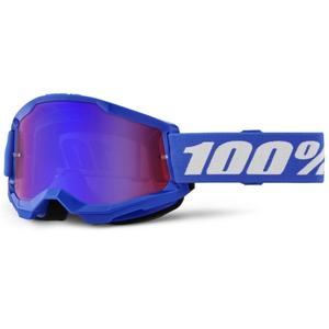 Occhiali motocross 100% STRATA 2 New blue (plexiglass rosso-blu)