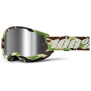Occhiali da motocross 100% STRATA 2 New War Camo verde (plexi argento)