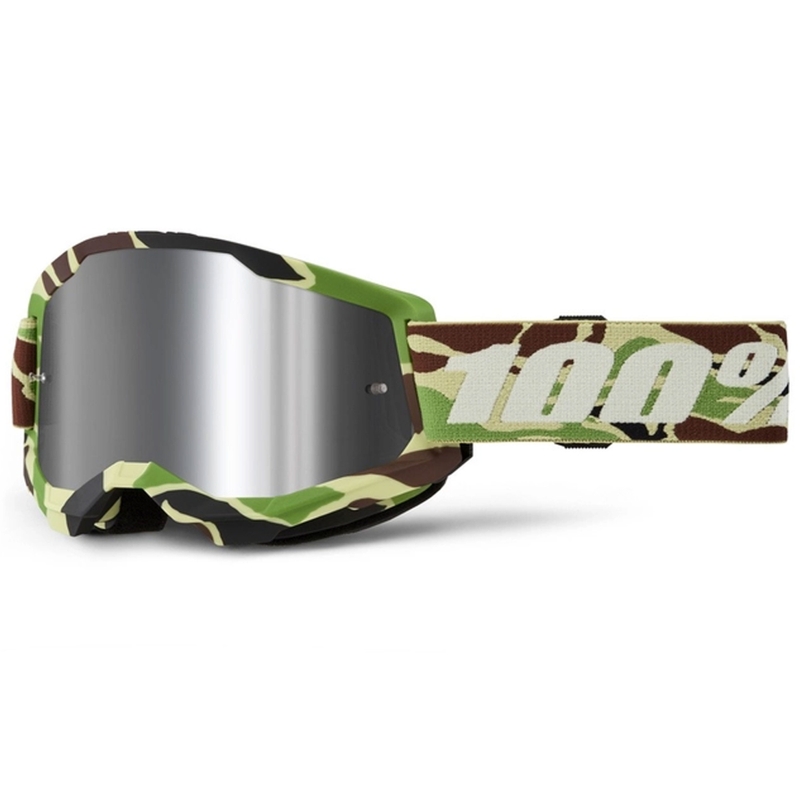 Occhiali da motocross 100% STRATA 2 New War Camo verde (plexi argento)