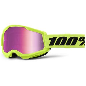 Occhiali da motocross 100% STRATA 2 Nuovo giallo fluo (plexi rosa)