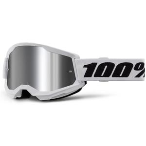 Occhiali da motocross 100% STRATA 2 Nuovo bianco (plexi argento)