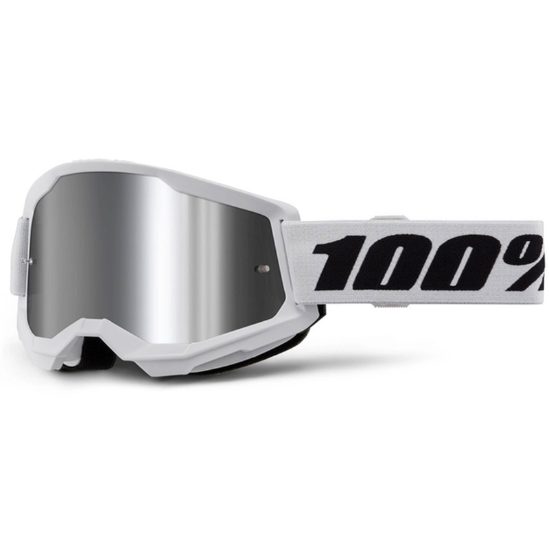 Occhiali da motocross 100% STRATA 2 Nuovo bianco (plexi argento)