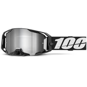 Occhiali da motocross 100% ARmatic neri con plexi argentato a specchio