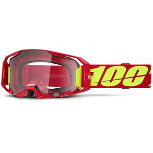 Occhiali motocross 100% ARmatic rosso con plexiglass trasparente