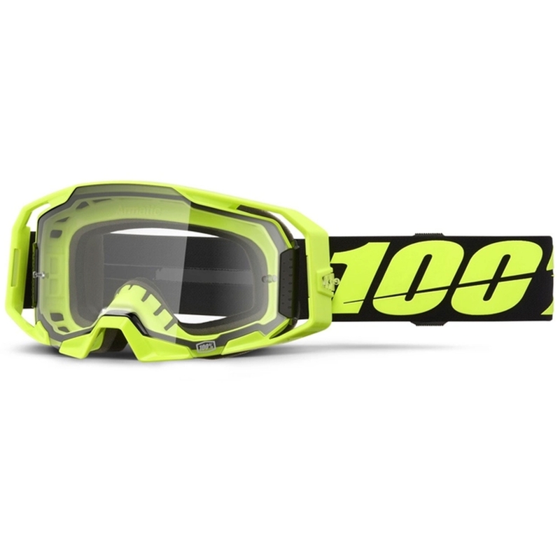Occhiali motocross 100% ARmatic Neon Yellow con plexiglass trasparente