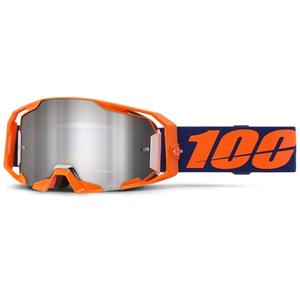 Occhiali motocross 100% ARmatic Neon Orange con plexiglass specchiato argento