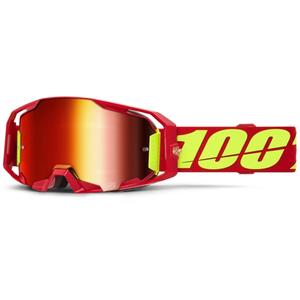 Occhiali motocross 100% ARmatic red con plexiglass rosso
