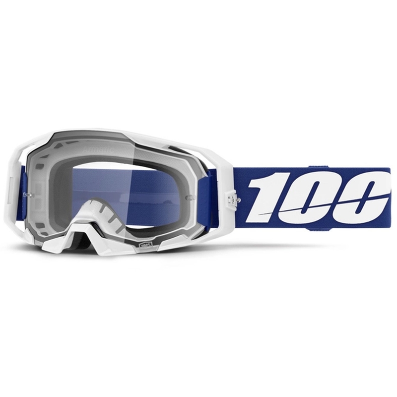 Occhiali da motocross 100% ARmatic blu con plexi trasparente