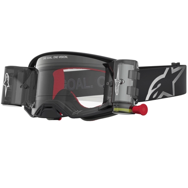 Occhiali da motocross Alpinestars Supertech ROLL-OFF neri-argento con plexiglass trasparente