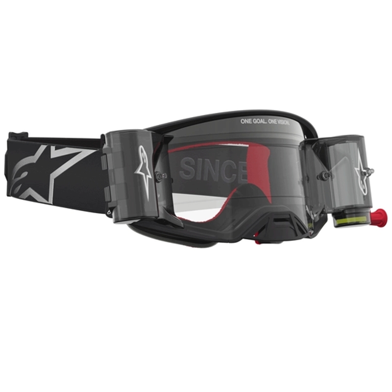 Occhiali da motocross Alpinestars Supertech ROLL-OFF neri-argento con plexiglass trasparente