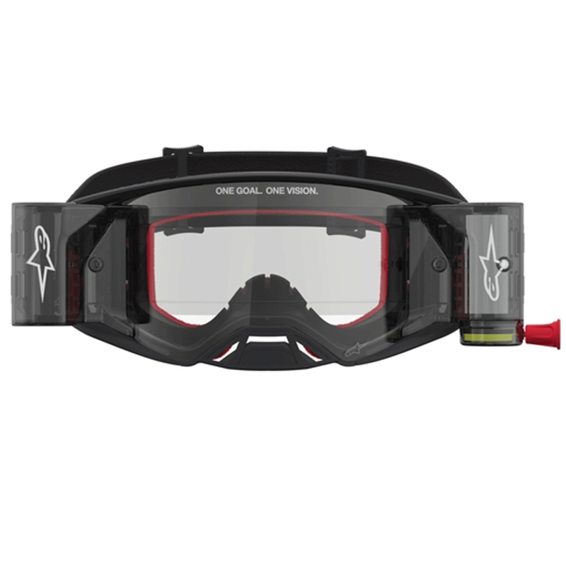 Occhiali da motocross Alpinestars Supertech ROLL-OFF neri-argento con plexiglass trasparente