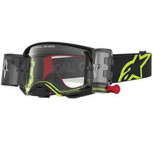 Occhiali da motocross Alpinestars Supertech Firma neri-giallo fluo con plexiglass trasparente