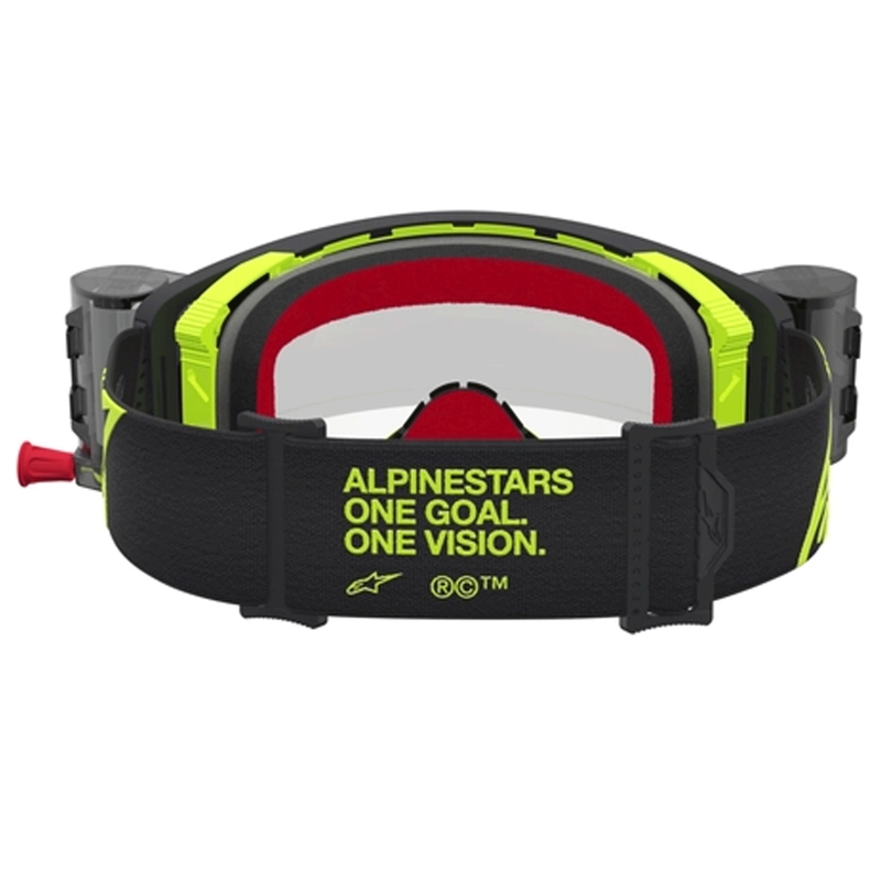 Occhiali da motocross Alpinestars Supertech Firma neri-giallo fluo con plexiglass trasparente