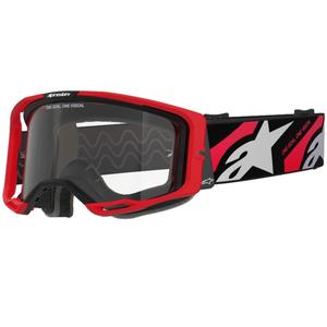 Occhiali da motocross Alpinestars Vision 8 Luar rossi e neri con lenti trasparenti