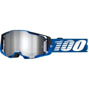 Occhiali da motocross 100% ARMEGA Rockchuck nero-bianco-blu (plexi argento)