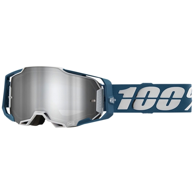 Occhiali da motocross 100% ARMEGA Albar grigio-blu (plexi argento)