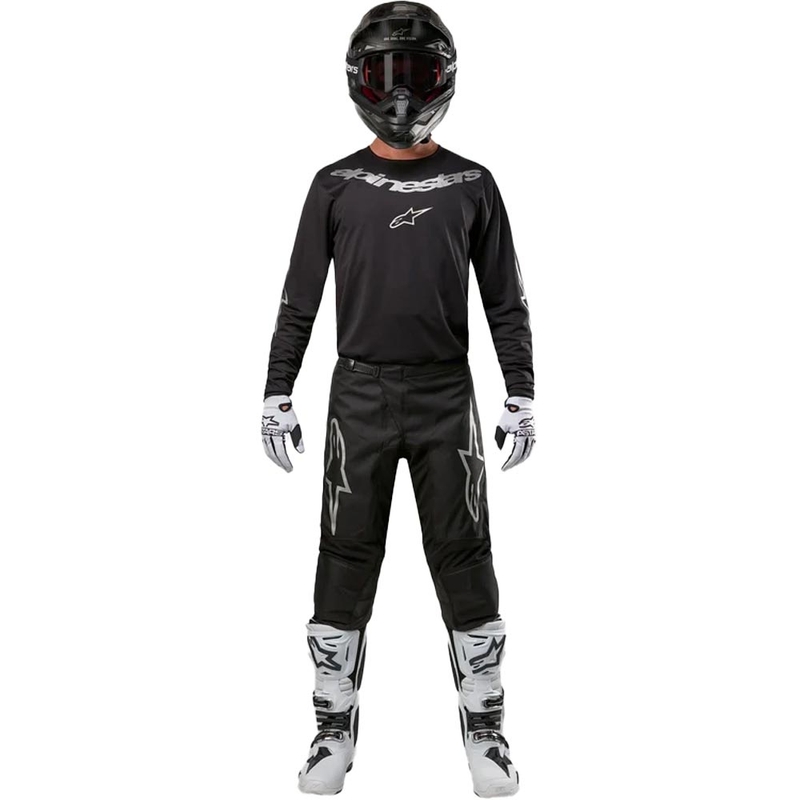 Pantaloni da motocross Alpinestars Fluid Graphite nero-argento