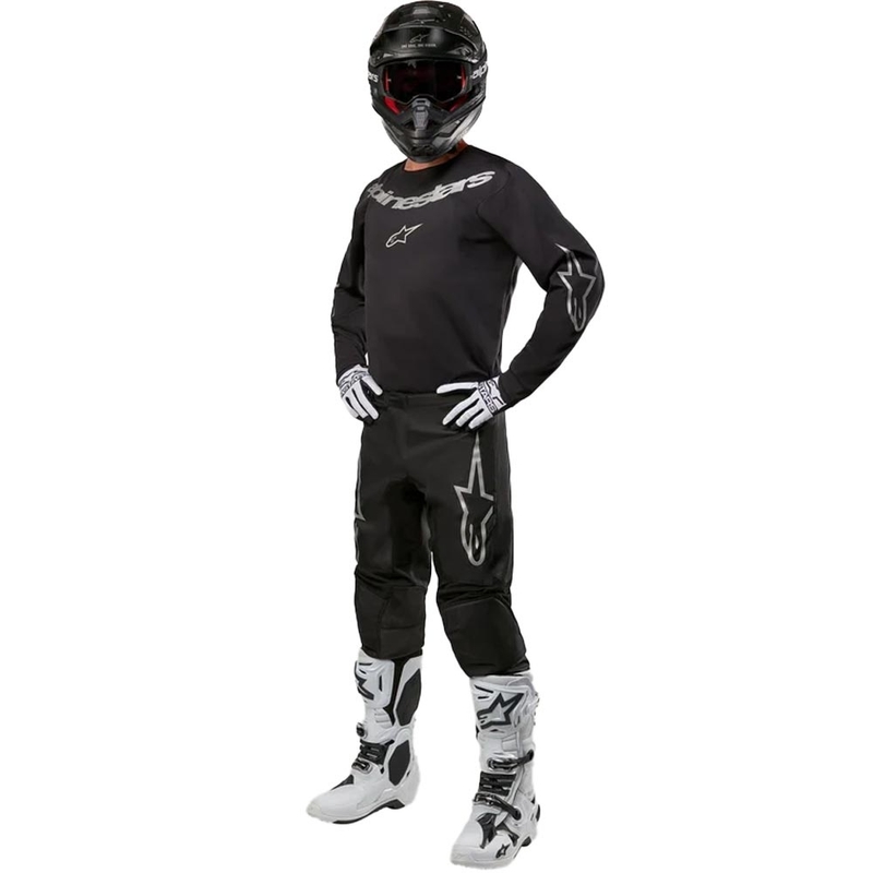 Pantaloni da motocross Alpinestars Fluid Graphite nero-argento
