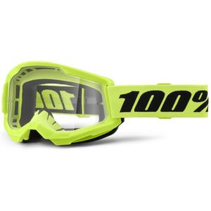 Occhiali da motocross per bambini 100% STRATA 2 giallo neon plexi trasparente